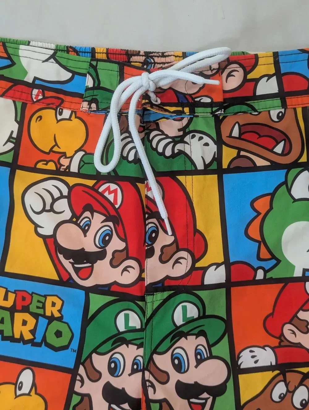 Super Mario Nintendo Swim Shorts Mens XL Multicolor Character Print Trunks
